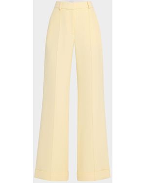 Adam Lippes Deeda Pintuck Straight-Leg Silk-Wool Pants - Natural