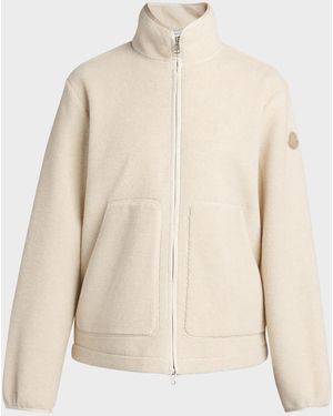 Moncler Apos;S Fleece Stand Collar Full-Zip Cardigan - Natural