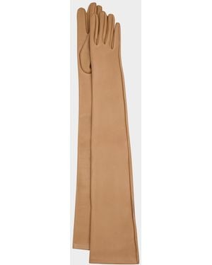 Michael Kors Long Leather Gloves - Natural