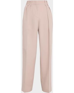 Jil Sander Pleated Wool Straight-Leg Pants - Pink