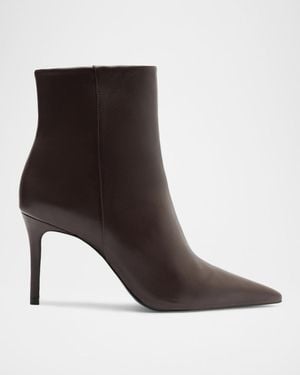 SCHUTZ SHOES 85Mm Mikki Leather Stiletto Zip Booties - Brown