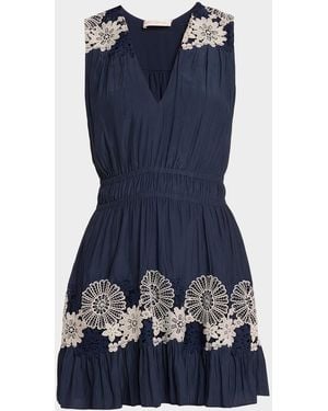 Ramy Brook Mackenzie Embroidered Mini Dress - Blue