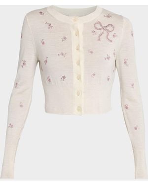 LoveShackFancy Adeanne Secret Crush Wool Cardigan - Natural