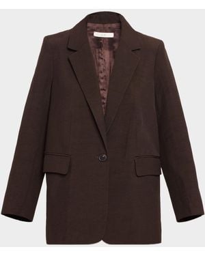 Co. Oversized Single-Breasted Blazer Jacket - Brown