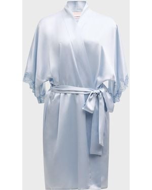 Christine Lingerie Bijoux Short Silk Robe - Blue