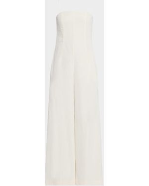 Twp Jade Strapless Linen-Blend Jumpsuit - White