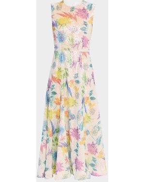E.Stott Sleeveless Floral Sequin Midi Dress - White
