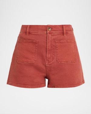 Veronica Beard Elijah Denim Patch Pocket Shorts - Red