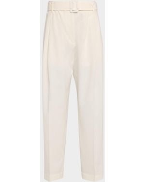 Co. Pleated Tton Tapered-Leg Ankle Pants With Belt - Natural