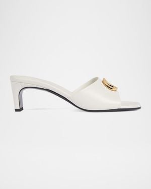 Gucci 55Mm Marmont Gg Leather Sandals - White
