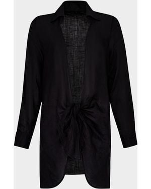 PQ Swim Millie Tie-Front Shirt Coverup - Black
