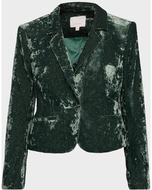 Cinq À Sept Velvet Le Petit Cropped Blazer - Green