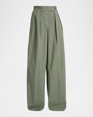 Dries Van Noten Pamplona Pleated Wide-Leg Pants - Green