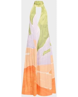 Significant Other Malina Printed Halter Maxi Dress - Orange