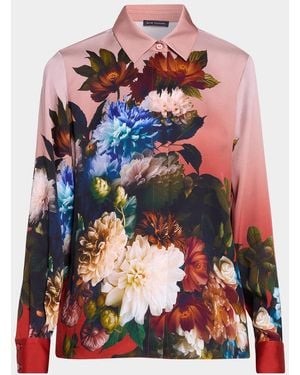 Tahari Shae Floral Silk-Blend Blouse - Multicolor