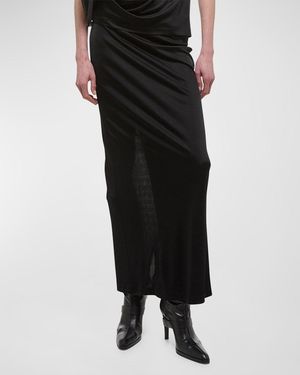 Helmut Lang Fluid Jersey Maxi Skirt - Black