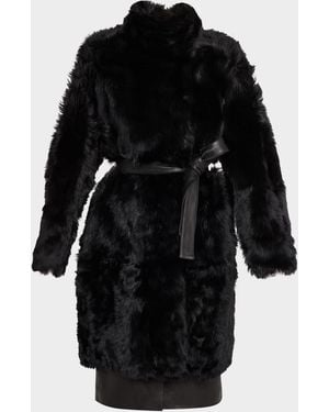 Yves Salomon Toscana Shearling Lamb Coat - Black