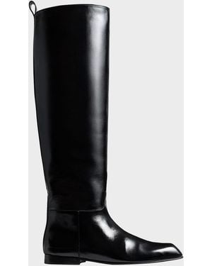 KHAITE Colt Leather Riding Boots - Black