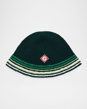 CASABLANCA Apos;S Striped Crochet Cotton Bucket Hat - Green