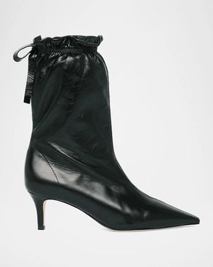 Cinq À Sept 60Mm Alex Scrunched Crinkled Leather Mid-Calf Boots - Black