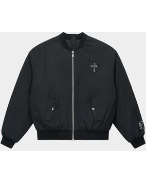 RTA Curva Ultra Rowan Studded Bomber Jacket - Blue