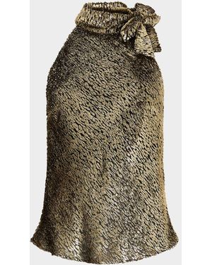 Roberto Cavalli Textured Metallic Jacquard Halter Top - Green