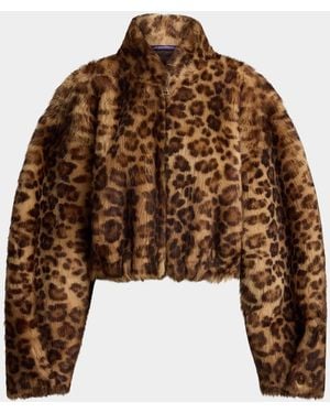 Ralph Lauren Balvin Leopard-Print Lamb Shearling Coat - Brown