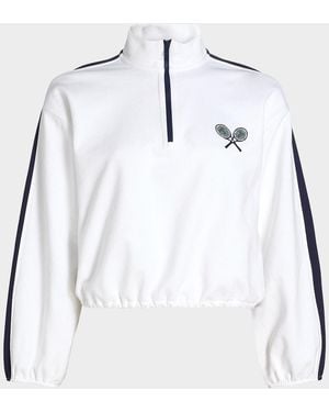 Tanya Taylor Maria Terry Quarter-Zip Pullover - White