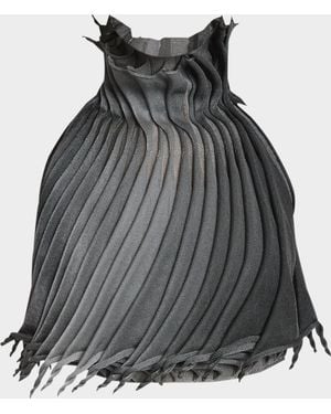 Alaïa Sculptural Pleated Crop Halter Top - Black