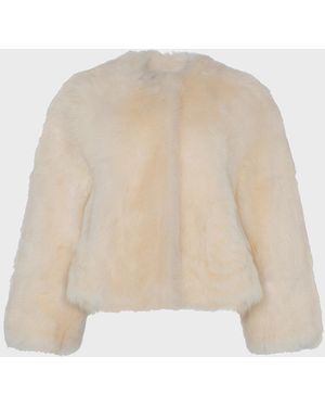 Gorski Reversible Toscana Shearling Lamb Collarless Jacket - Natural