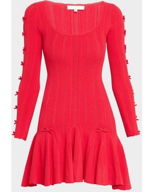 LoveShackFancy Seychelle Bow Pointelle Mini Dress - Red
