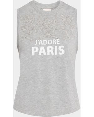 Cinq À Sept J & Apos;Adore Paris Embellished Sleeveless Top - Gray