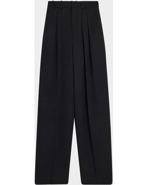 Saint Laurent Pleated Wide-Leg Pants - Blue