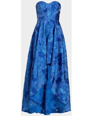 As It May Celia Floral Jacquard Gown - Blue