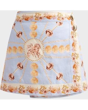 Cara Cara Fischer Printed Linen Mini Skirt - Gray