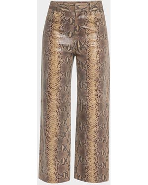 By Malene Birger Cailys Cropped-Embossed Leather Pants - Natural