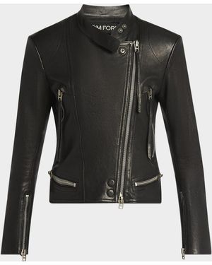 Tom Ford Leather Moto Jacket - Black