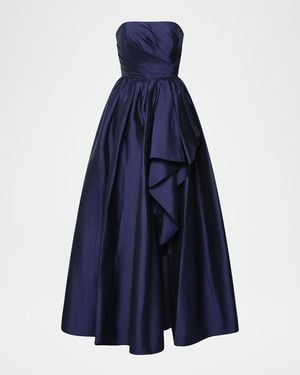 THEIA Esmerina Strapless Taffeta Gown - Blue