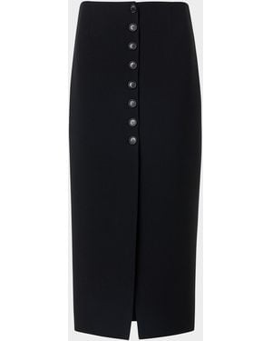 Akris Wool Buttoned Midi Pencil Skirt - Black
