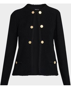 Misook Relaxed Braid-Trim Tweed Jacket - Black