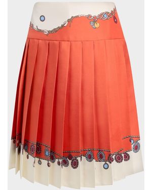 Versace Printed Silk Twill Skirt - Red
