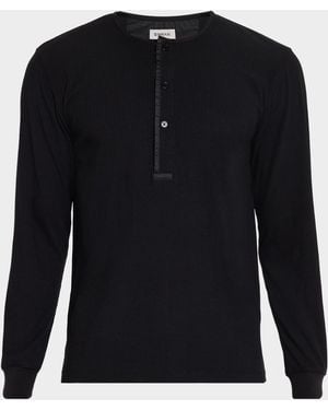 Jonathan Simkhai Apos;S Jay Ribbed Long-Sleeve Henley T-Shirt - Black