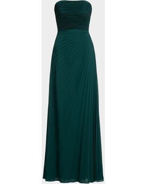 Dress the Population Black Label Kinley Strapless Pleated Satin Gown - Green