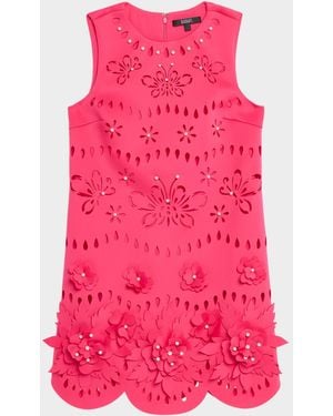Badgley Mischka Scalloped Cutout Embellished Mini Dress - Pink