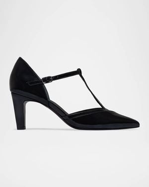 Bernardo 70Mm Gianna Leather T-Strap Pumps - Black