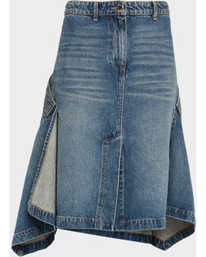 Brandon Maxwell Frankie Denim Handkerchief Skirt - Blue