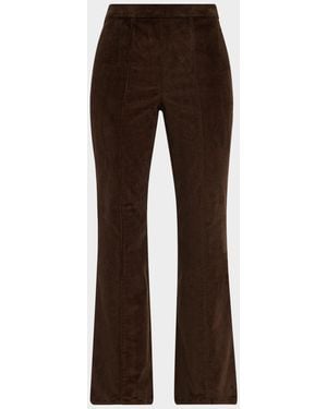 SPRWMN Corduroy Ankle Flare Pants With Princess Seams - Brown