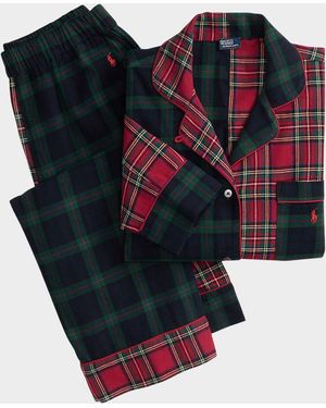 Polo Ralph Lauren Madison Patchwork Cotton Plaid Pajama Set - Blue