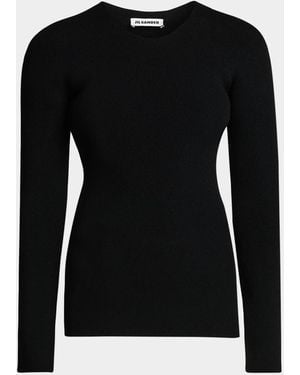 Jil Sander Rib-Knit Crewneck Sweater - Black