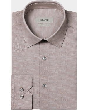 Bugatchi Apos;S James Herringbone Cotton Dress Shirt - Gray
